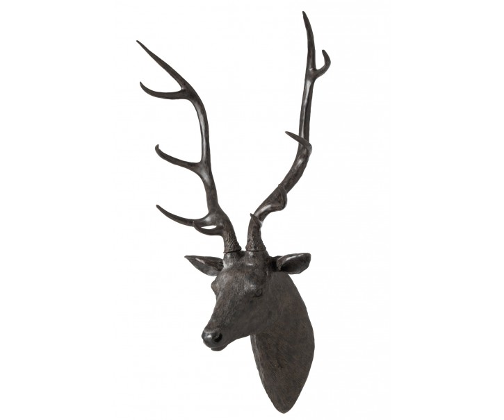Černá veliká nástěnná hlava jelena Deer z polyresinu XL – 57*38*103 cm J-Line by Jolipa