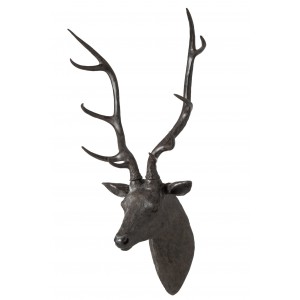 Černá veliká nástěnná hlava jelena Deer z polyresinu XL – 57*38*103 cm