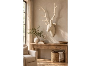 Béžová veliká nástěnná hlava jelena Deer z polyresinu XL – 57*38*103 cm