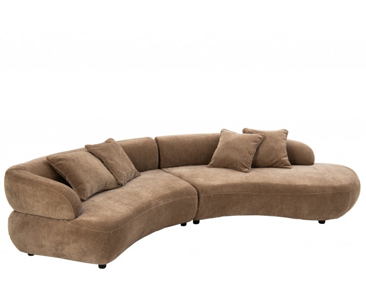 Luxusní 4místná zakřivená pohovka Taupe se 4 polštáři – 320*106*73 cm J-Line by Jolipa