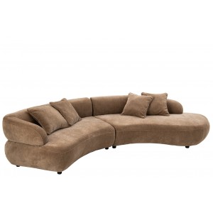 Luxusní 4místná zakřivená pohovka Taupe se 4 polštáři Luxury – 320*106*73 cm
