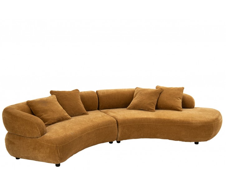 Luxusní 4místná zakřivená pohovka v okrové barvě se 4 polštáři – 320*106*73 cm J-Line by Jolipa
