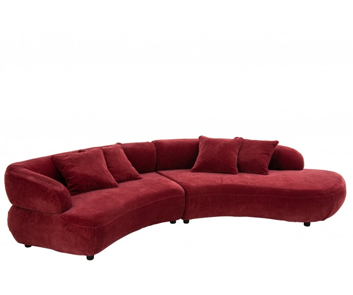 Luxusní 4místná zakřivená pohovka ve vínové barvě se 4 polštáři – 320*106*73 cm J-Line by Jolipa