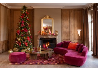 Vínová kulatá podnožka Luxury - Elegance a pohodlí pro váš domov – 79*79*38 cm