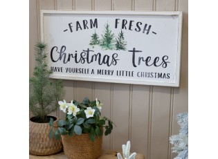 Dekorační bílá nástěnná cedule Christmas Trees – 61*2,5*30,5 cm