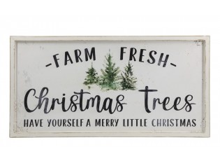 Dekorační bílá nástěnná cedule Christmas Trees – 61*2,5*30,5 cm
