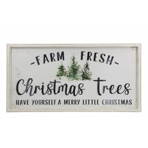 Dekorační bílá nástěnná cedule Christmas Trees – 61*2,5*30,5 cm