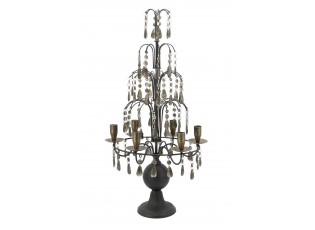 Mocca antik francouzský svícen s krystaly French Antique – 35,5*31,5*70 cm