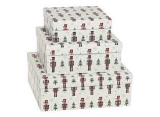 Set 3ks papírová krabice s Louskáčky – 25*25*9 / 20*20*8/ 16*16*6 cm