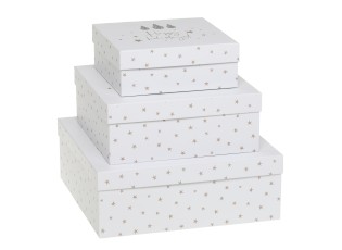 Set 3ks papírová krabice s hvězdami – 25*25*9 / 20*20*8/ 16*16*6 cm