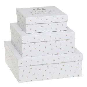 Set 3ks papírová krabice s hvězdami – 25*25*9 / 20*20*8/ 16*16*6 cm