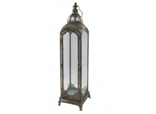 Bronzová antik kovová lucerna se zdobením Marroque – 20*20*81 cm