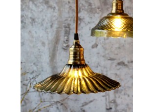 Elegantní skleněný lustr s vlnitým zeleným stínidlem Olive Brass – Ø 26*14 cm