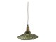Elegantní skleněný lustr s vlnitým zeleným stínidlem Olive Brass – Ø 26*14 cm Chic Antique