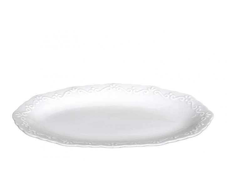 Porcelánový servírovací oválný podnos s krajkou Provence lace – 23*15 cm Chic Antique