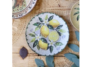 Podnos Chartres z kameniny s mozaikou a motivem citronů – Ø 21*2,5 cm