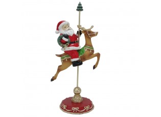 Vánoční červená dekorace postavička Santa Claus na sobovi – 14*10*30 cm
