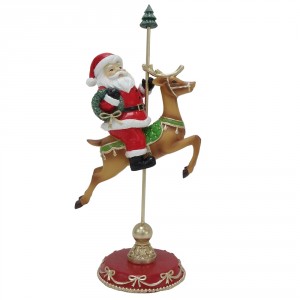 Vánoční červená dekorace postavička Santa Claus na sobovi – 14*10*30 cm