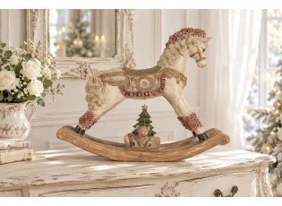 Béžový antik dekorační houpací kůň Rocking Horse - 55*14*46 cm