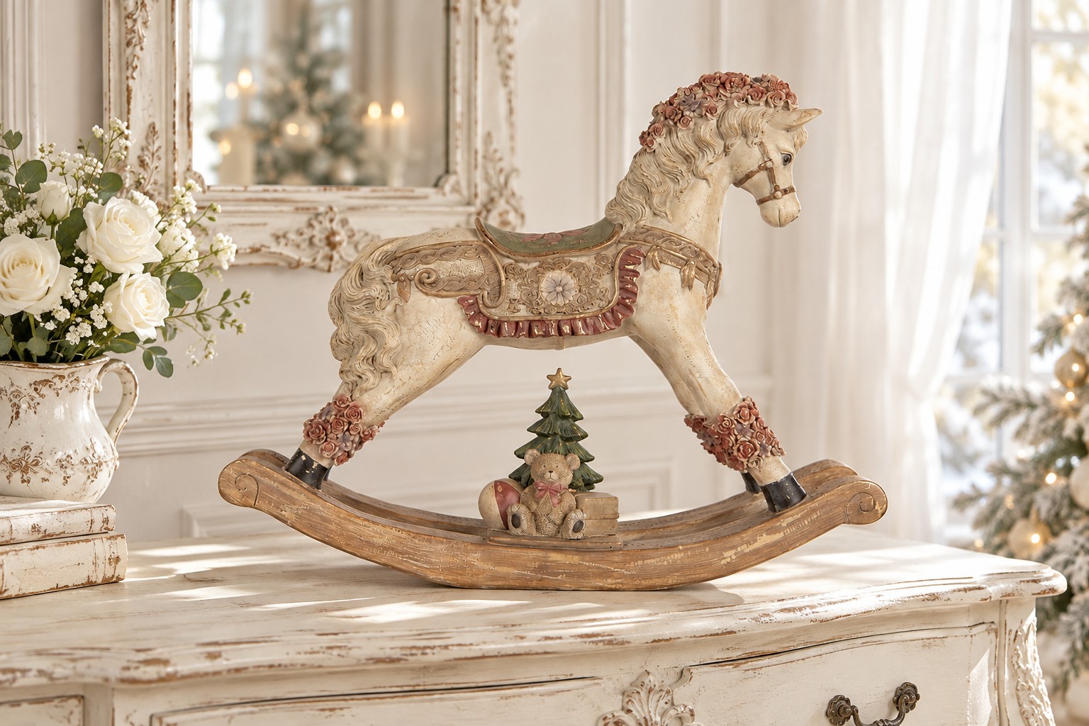 Béžový antik dekorační houpací kůň Rocking Horse - 55*14*46 cm Clayre & Eef Béžový antik dekorační houpací kůň Rocking Horse - 55*14*46 cm Clayre & Eef