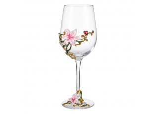 Romantická dekorativní sklenička na víno s květy Vintage Chic – Ø 6*22 cm