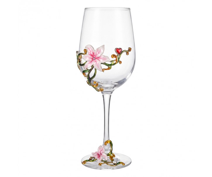 Romantická dekorativní sklenička na víno s květy Vintage Chic – Ø 6*22 cm Clayre & Eef