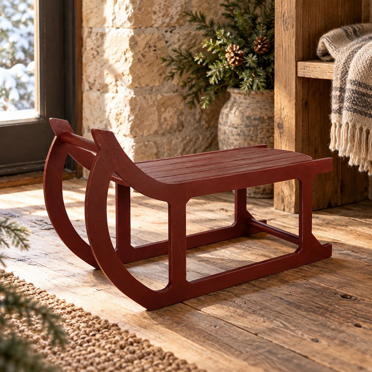 Dřevěné dekorační sáňky Clayre & Eef – 60*25*35 cm Clayre & Eef Dřevěné dekorační sáňky Clayre & Eef – 60*25*35 cm Clayre & Eef
