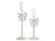 Sada 2 skleněných svícnů s mašlemi průhledných Candle Bow – 8*8*23/ 8*8*27 cm J-Line by Jolipa