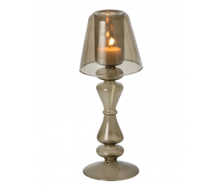 Skleněný svícen ve tvaru lampičky na čajovou svíčku Vintage Olive – 10*10*26 cm J-Line by Jolipa