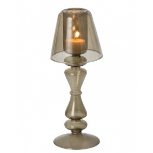 Skleněný svícen ve tvaru lampičky na čajovou svíčku Vintage Olive – 10*10*26 cm