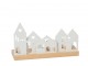 Svícen na 4 čajové svíčky vesnička s domečky – 28*16,5*8,5 cm J-Line by Jolipa