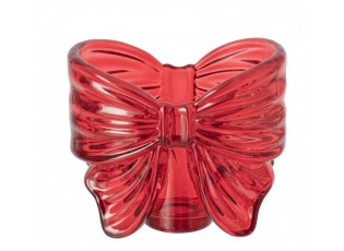 Červený skleněný svícen ve tvaru mašle Bow – 10*6*8 cm / 2cm