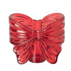 Červený skleněný svícen ve tvaru mašle Bow – 10*6*8 cm / 2cm