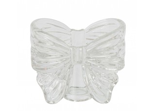 Trasnparentní skleněný svícen ve tvaru mašle Bow – 10*6*8 cm / 2cm