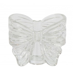 Trasnparentní skleněný svícen ve tvaru mašle Bow – 10*6*8 cm / 2cm