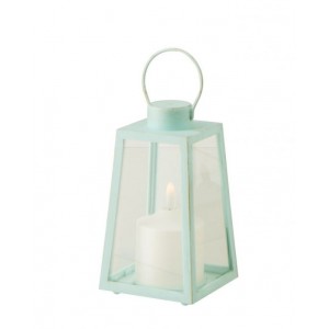 Malá LED lucerna se svíčkou Latern Turquose S – 10*10*17,5 cm / 3xAA