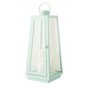 Veliká LED lucerna se svíčkami Latern Turquose L – 24*24*59 cm/ 3xC