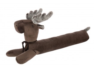 Hnědá sametová zarážka do okna a dveří sob Reindeer – 80*15*35 cm