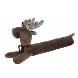 Hnědá sametová zarážka do okna a dveří sob Reindeer – 80*15*35 cm