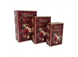 Sada 3ks vínových papírových boxů Merry Christmas – 28*20*12 / 26*18*10 / 24*16*9 cm