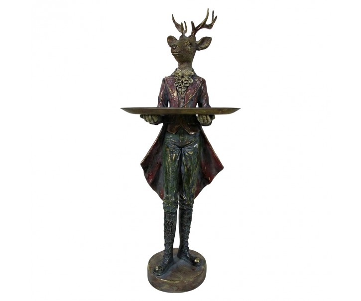Dekorativní figurka jelen v obleku s podnosem Deer Vintage – 19*17*60 cm Clayre & Eef
