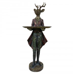 Dekorativní figurka jelen v obleku s podnosem Deer Vintage – 19*17*60 cm