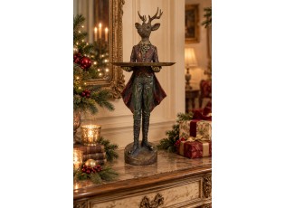 Dekorativní figurka jelen v obleku s podnosem Deer Vintage – 19*17*60 cm