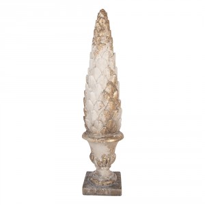 Béžová antik dekorativní socha šiška v květináči Clayre & Eef – Ø 14*60 cm