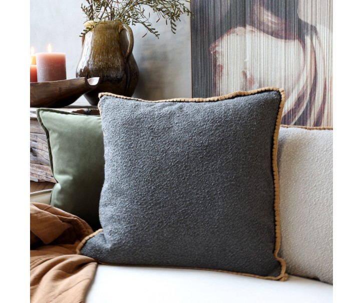 Granitový povlak na polštář Aix s texturovaným povrchem a výrazným lemem – 50*50 cm Chic Antique
