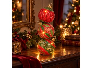 Kouzelná vánoční svítící LED dekorace – Věž z ozdob - 14*14*40 cm / 3*AAA