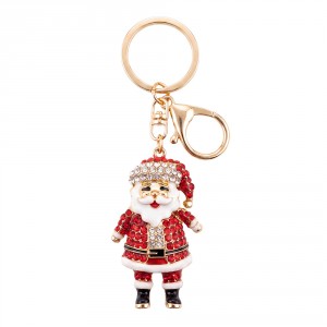 Kovová červená klíčenka Santa Claus s kamínky