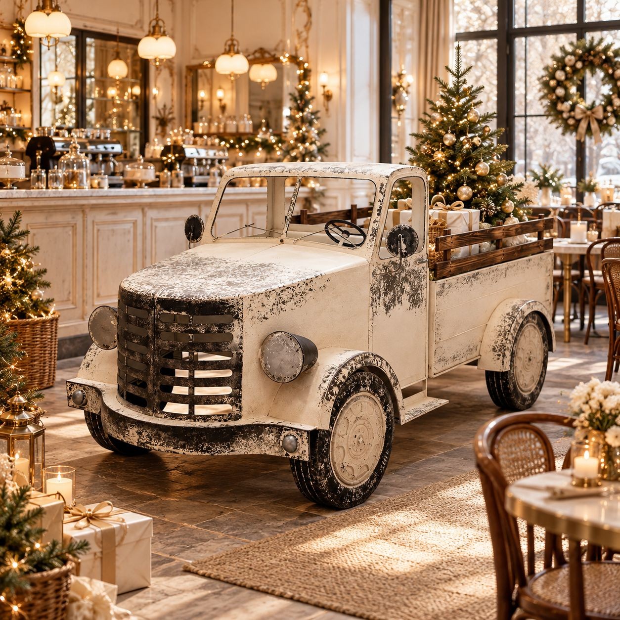 Veliký dekorativní model béžové kovové retro auto Pick-up truck – 246*104*112 cm Clayre & Eef Veliký dekorativní model béžové kovové retro auto Pick-up truck – 246*104*112 cm Clayre & Eef
