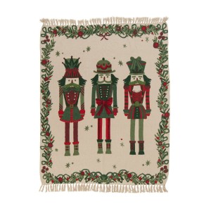 Režný přehoz na postel s motivem louskáčků Nutcrackers – 170*130*1 cm