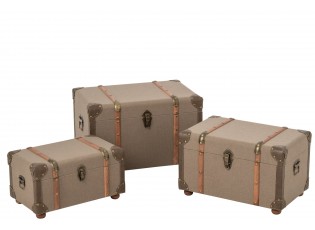 Sada 3 kufrů z MDF olivově zelená/hnědá – 54*35*35 cm
